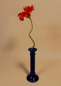 Soliflore / Bougeoir bleu en verre d'espagne
