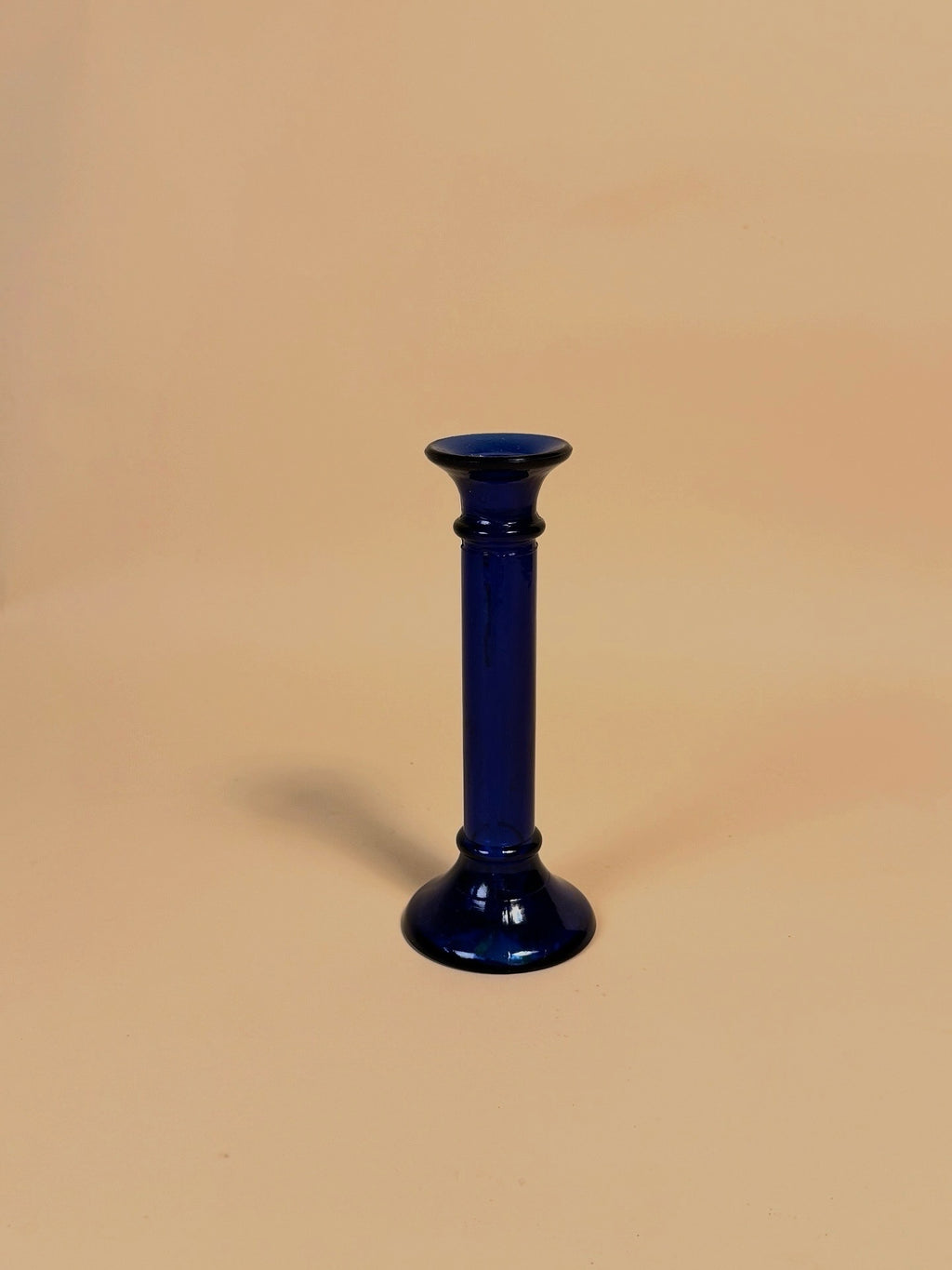 Soliflore / Bougeoir bleu en verre d'espagne