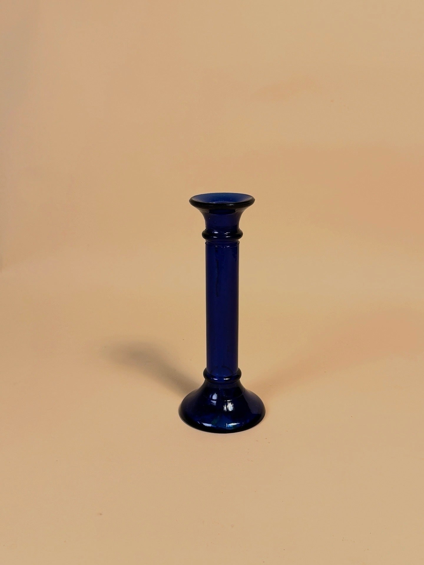 Soliflore / Bougeoir bleu en verre d'espagne
